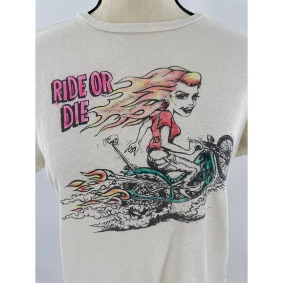 RE/DONE Ride or Die Vintage Tee Ivory White Graphic T-shirt Short Sleeve M - Picture 1 of 7